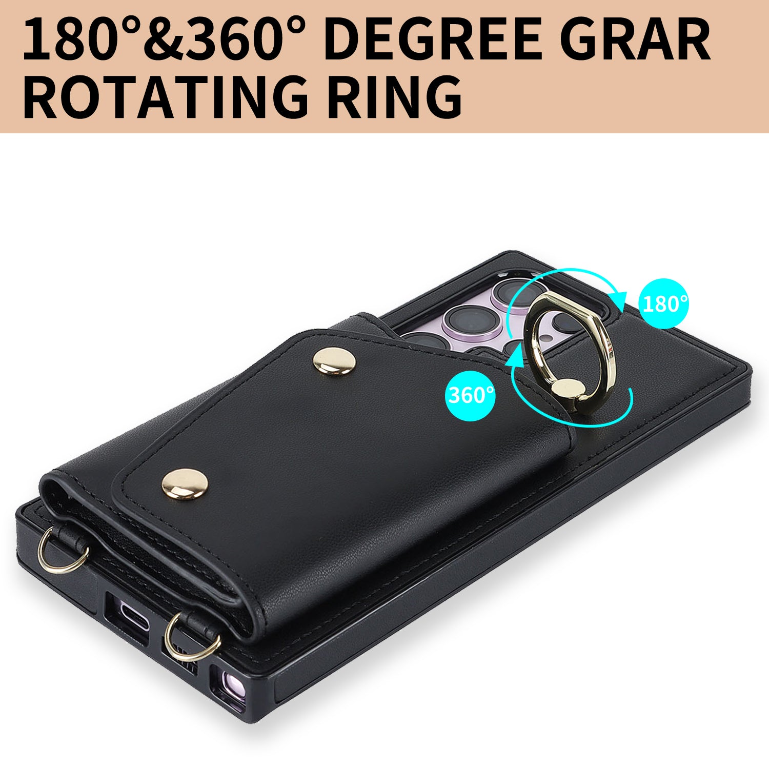 For Samsung Galaxy S23 Ultra Ring Kickstand Zipper Wallet Case PU Leather TPU Phone Cover For Samsung Galaxy S23 Ultra Ring Kickstand Zipper Wallet Case PU Leather TPU Phone Cover